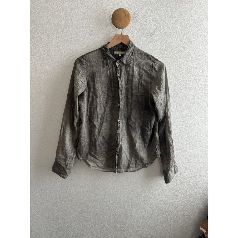 Pip-Squeak Chapeau Brooklyn Grey Cotton Slub Button Down Shirt Women Small